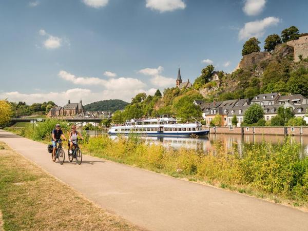 Radfahrer auf Saar-Radweg